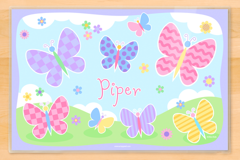 Butterfly Garden with multi colored butterflies and little flowers personalized