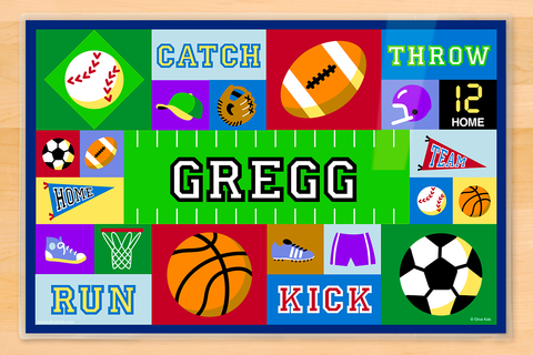 GAME Sports Placemat with baseball, football, basketball and soccer ball