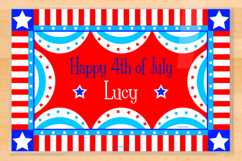 July 4th Banner Placemat with stripes and stars in red white and blue