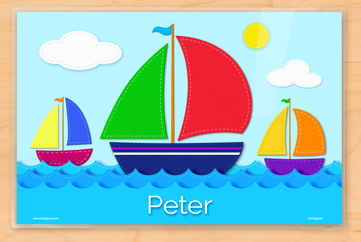 Sailboats Personalized Kids Placemat placemats4kids