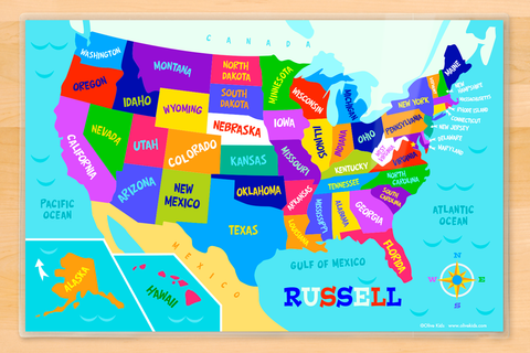 Colorful kids USA Map Personalized
